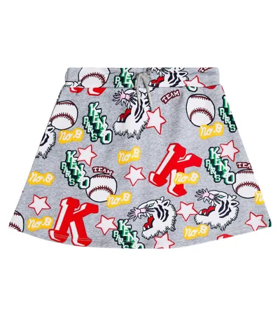 Kenzo Kids' Printed Cotton Skirt In Grey