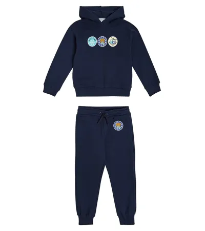 Moschino Kids' Printed Cotton Jersey Tracksuit In Blue