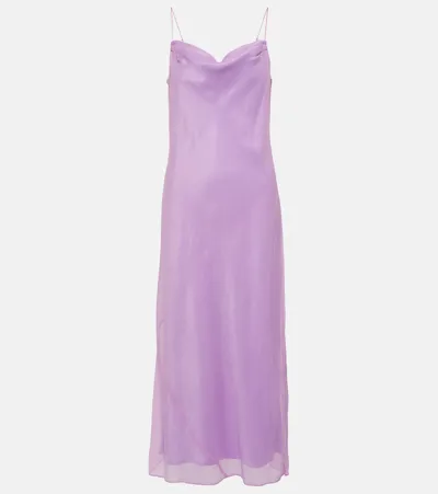 Vince Crinkle Cowl Cami Midi Dress In Verbena Sugar Plum