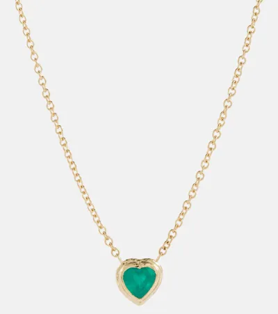 Octavia Elizabeth Heart & Toggle 18kt Gold Necklace With Emerald