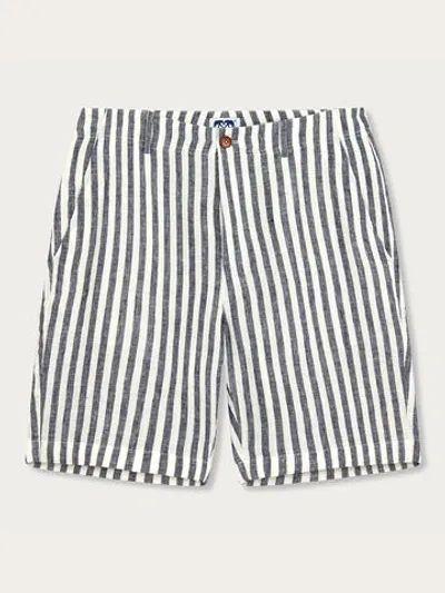 Love Brand & Co. Men's Navy Lines Burrow Linen Short