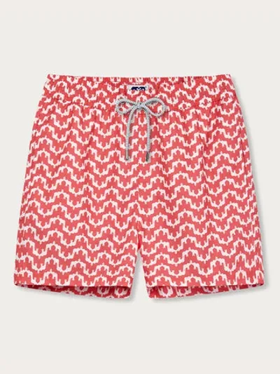 Love Brand & Co. Men's Elephant Palace Coral Staniel Swim Shorts In Red