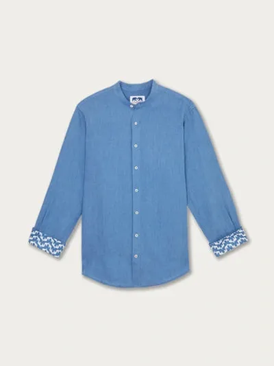 Love Brand & Co. Men's Elephant Palace Blue Maycock Linen Shirt