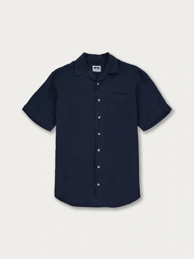 Love Brand & Co. Mens Navy Blue Arawak Linen Shirt