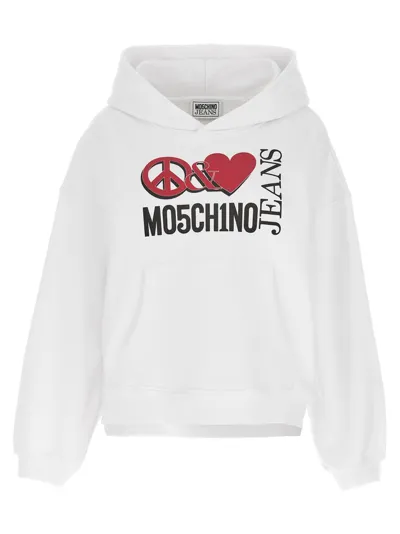 Moschino Balloon Sleeved Oversized Hoodie In White