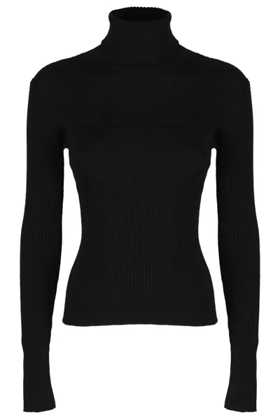 Moschino Turtleneck Knitted Jumper In Black