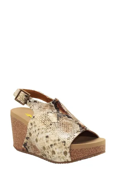 Volatile Division Platform Wedge Sandal In Beige Multi