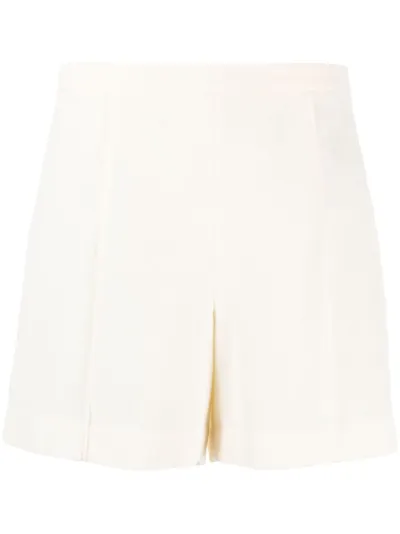 Vince High-waisted Pressed-crease Shorts In Neutrals