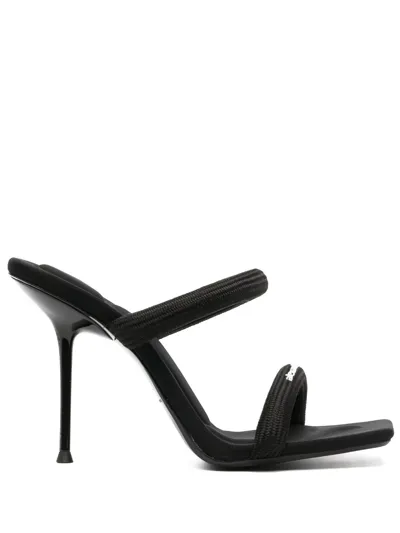 Alexander Wang Julie Logo-print Webbing Heeled Mules In Black