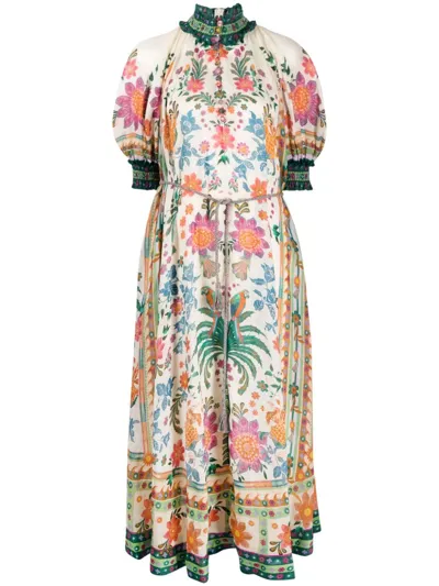 Zimmermann Womens Cream Multi Ginger Floral-print Ramie Maxi Dress