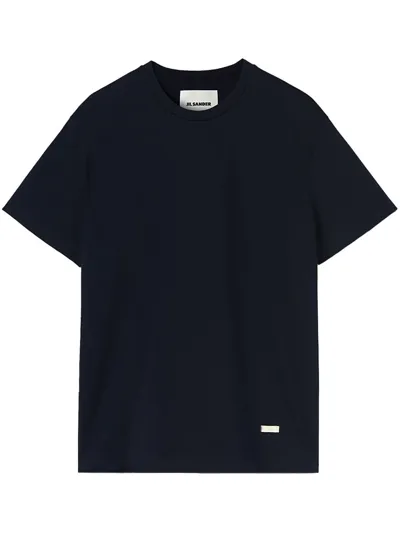 Jil Sander Logo-plaque Cotton T-shirt In Black