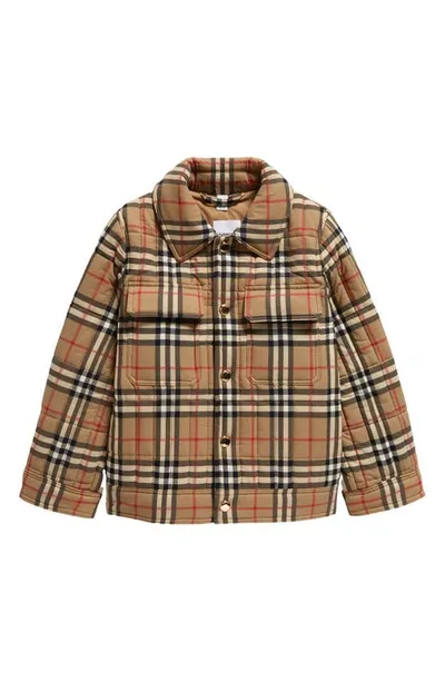 Burberry Kids'  Childrens Check Nylon Quilted Jacket In Beige