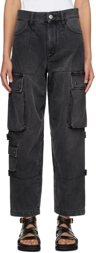 Isabel Marant Elore Wide-leg Cargo Jeans In Faded Black