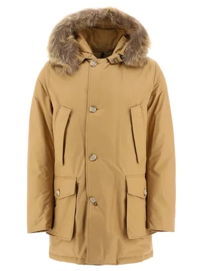 Woolrich Arctic Detachable Fur Parka In Beige