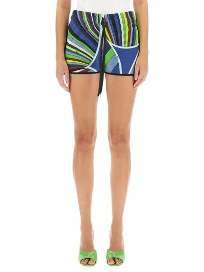 Pucci Printed Cotton Jersey Shorts In Multicolor