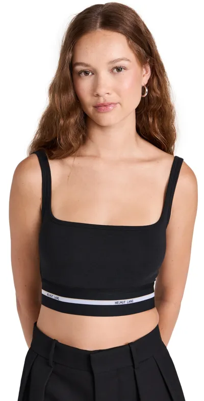 Helmut Lang Square-neck Logo Bra In Black