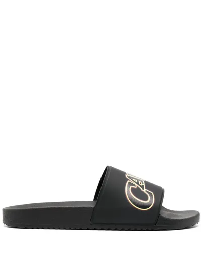 Roberto Cavalli Logo-print Slides In Black