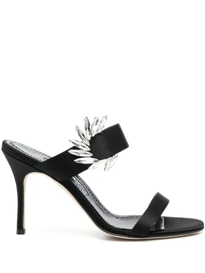 Manolo Blahnik Chivela 90 Crystal-embellished Sandals In Black