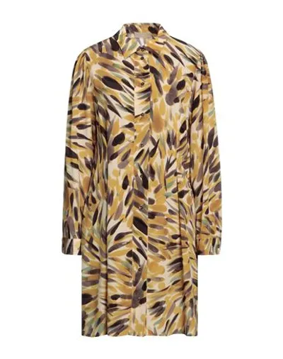 Momoní Printed Silk Acanthis Shirt Dress In Yellow