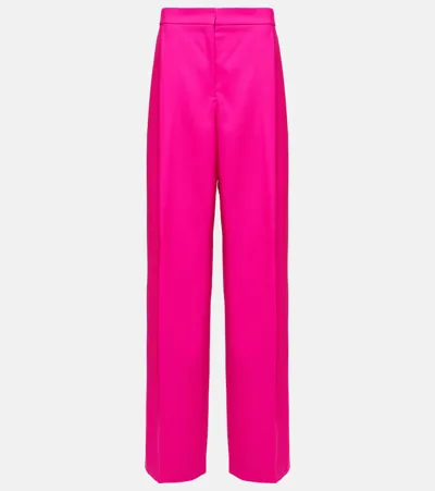 Oscar De La Renta Wide-leg Wool-blend Pants In Pink