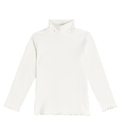 Il Gufo Kids' Cotton-blend Jersey Turtleneck Top In White