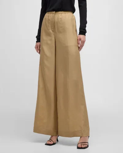 Joseph Thoresby Wide-leg Habotai Silk Trousers In Beige