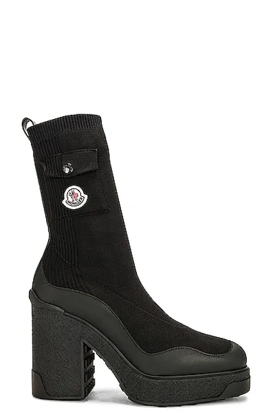 Moncler Splora Pocket Knit Ankle Boots In Black