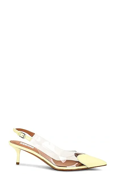 Alaïa Le Coeur 55 Yellow Patent Slingback Pumps