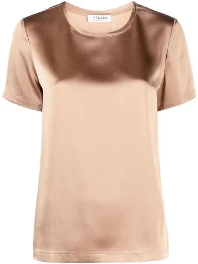 's Max Mara Satin-finish Short-sleeve T-shirt In Brown