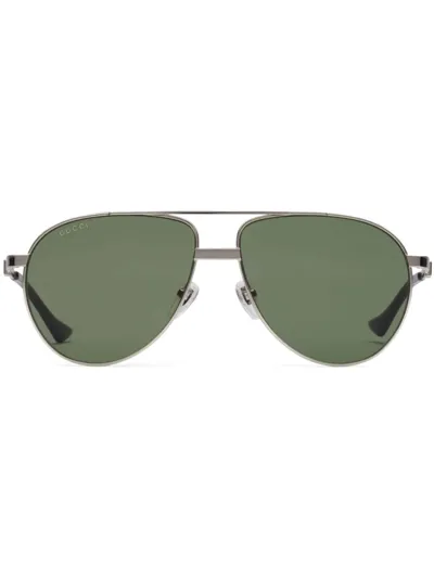 Gucci Logo-print Oversize-frame Sunglasses In Silver