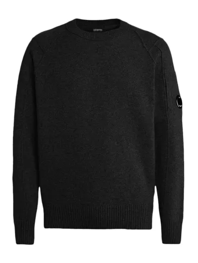 C.p. Company Lambswool Crew Neck Jumper In Black