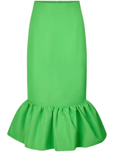 Nina Ricci Peplum-hem Pencil Skirt In Grün