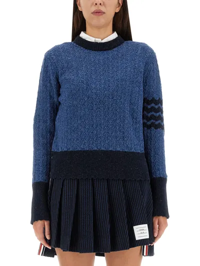 Thom Browne 4bar Stripe Jersey In Blue