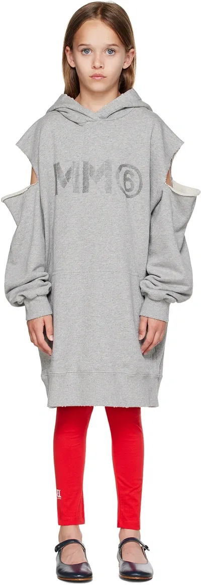 Mm6 Maison Margiela Kids Gray Cutout Hoodie In Mm01b M6910 Grey