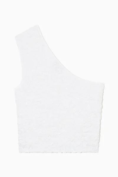 Cos Smocked One-shoulder Tank Top In White