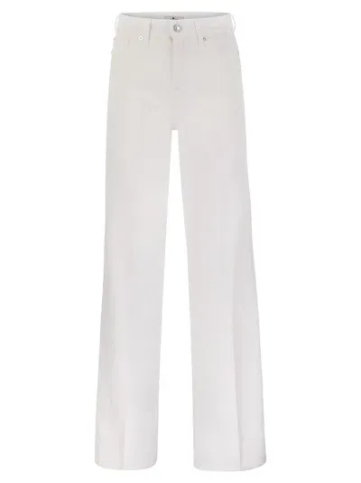 7 For All Mankind Lotta Linen - High Waist Flared Jeans In White