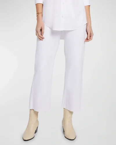 7 For All Mankind Cropped Alexa Jeans With Cut Hem In White Cut Hem