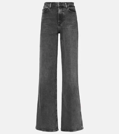 7 For All Mankind High-rise Wide-leg Jeans In Black