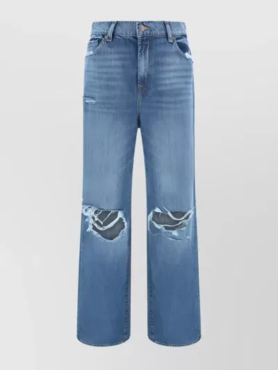 7 For All Mankind Wide Leg Cotton Jeans In Blue