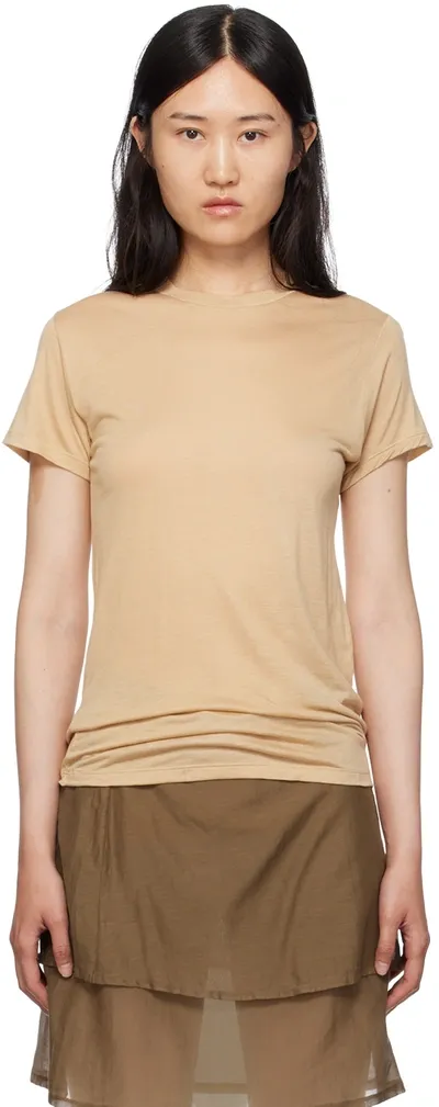 Baserange Beige Semi-sheer T-shirt In Cochlea