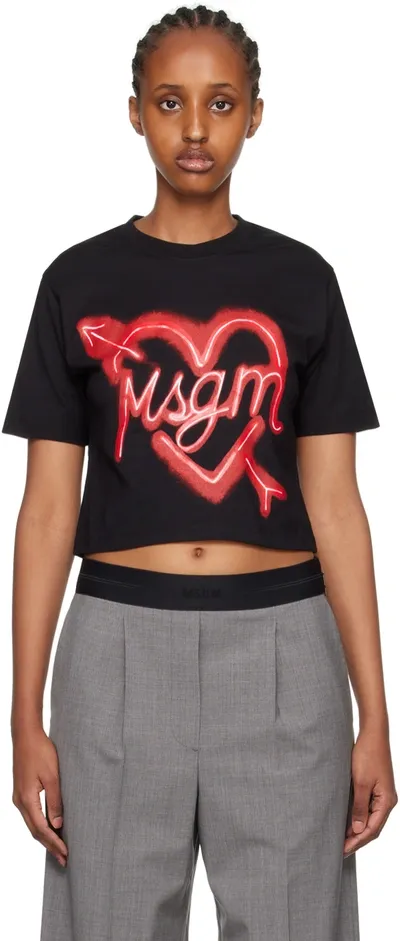 Msgm Black Heart T-shirt