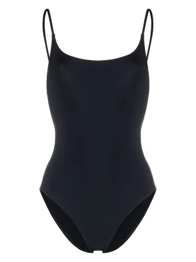 Totême Smocked One-piece Swimsuit In Anthracite