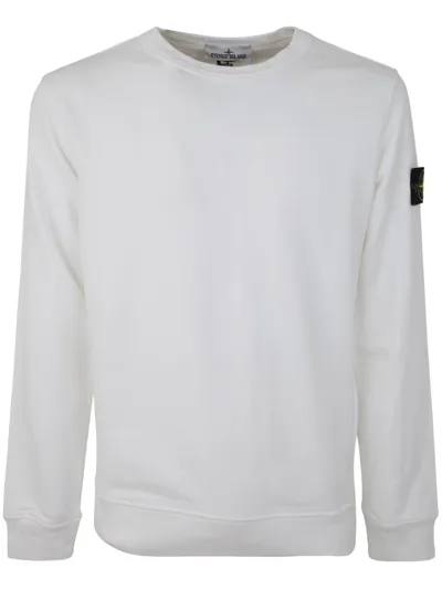 Stone Island Logo Patch Crewneck Sweatshirt In White