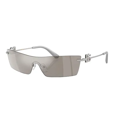 Dolce & Gabbana Mirrored Metal & Plastic Shield Sunglasses In Light Grey Mirror Silver