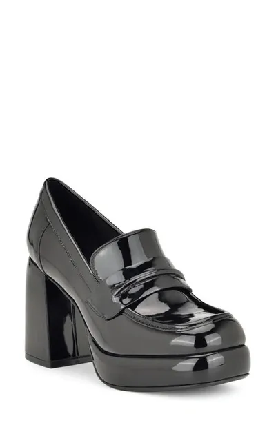 Nine West Zest Patent Loafer Pump In Black Patent