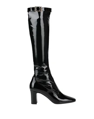 Saint Laurent Lauren Patent-leather Boots In Black