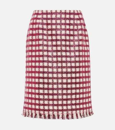 Oscar De La Renta Houndstooth Wool-blend Miniskirt In White