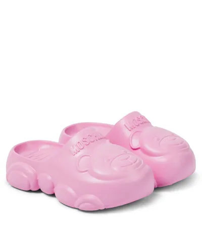 Moschino Kids' Logo Clogs In Pink