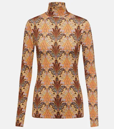 Etro Printed Turtleneck Sweater In Beige