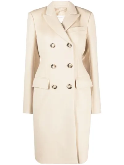 Sportmax Ivory Wool Double-breasted Coat In White